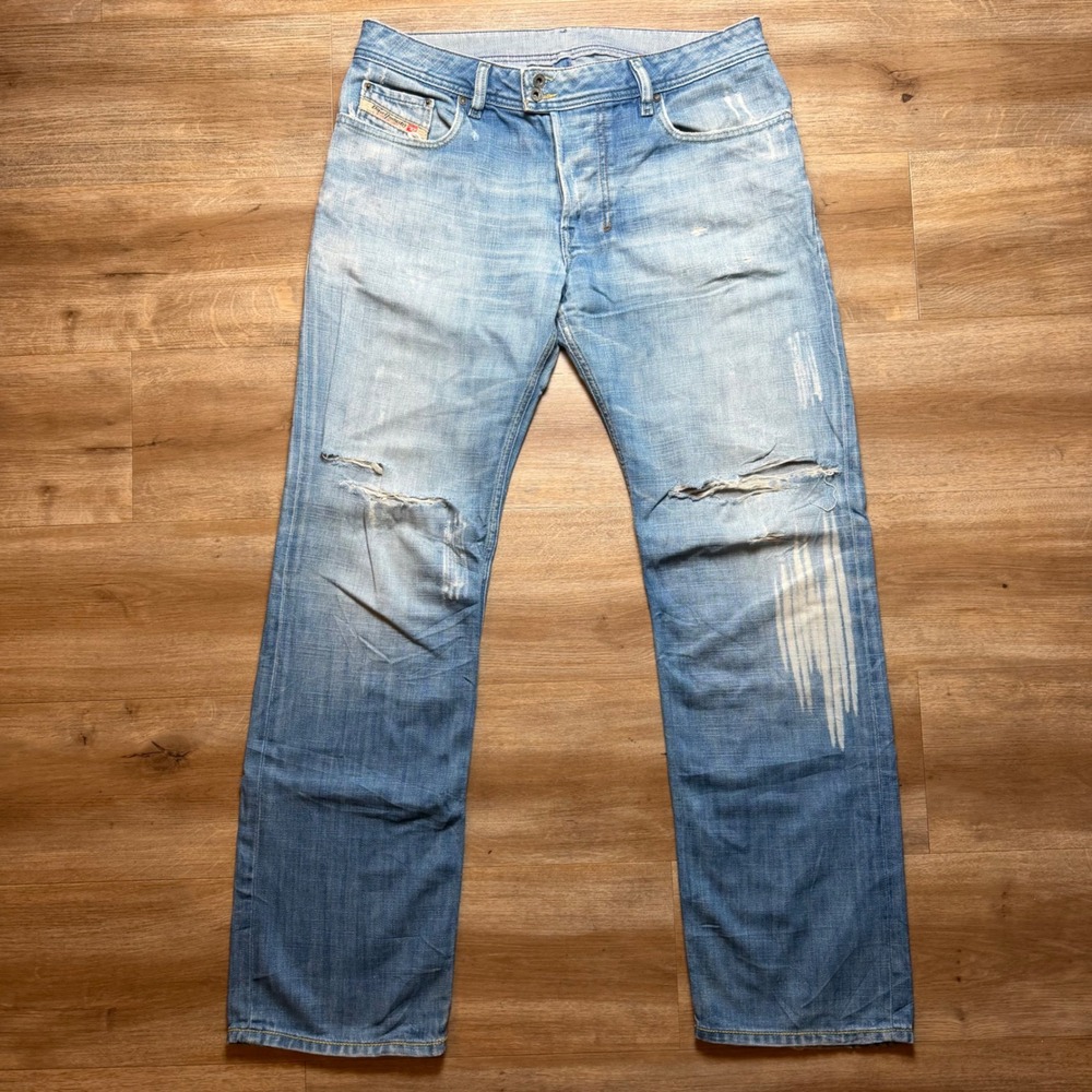 Vintage Diesel Farco Jeans Mens 34x32 Blue Distressed Straight Leg Made in Italy